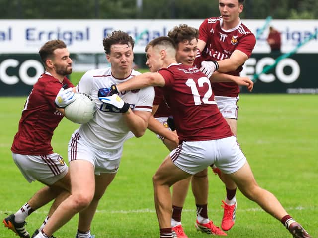 Action from the Banagher v Slaughtneil game in the Derry SFC Round 2B Find Insurance game at Owenbeg.