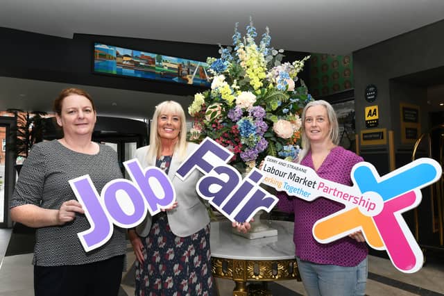JOBS FAIR LAUNCH. . . . . .Group pictured at the launch of the Cross Border Jobs Fair which will take place in the Ebrington Hotel on Tuesday next, September 8 from 11am to 2pm. From left, Nicky Gilleece, Labour Market Partnership Manager, Alison Lowry, Head of Employment Services, Department for Communities/Chair of the Cross Border Partnership for Employment Services, and Emma Quinn, Project Officer, LMP.