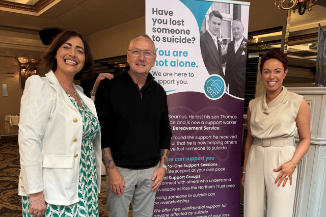 Claire Murray, Seamus Waites and Danielle Gallagher from the Northern Health and Social Care Trust’s Bereaved by Suicide service.