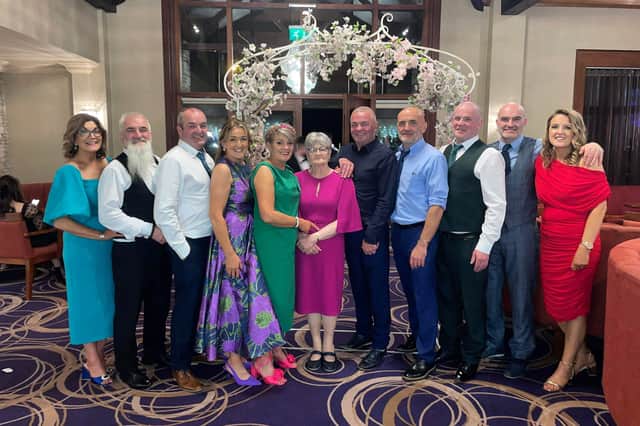 Mena with her 10 remaining children, L-R: Helen, Denis, Gerard, Bernadette, Margaret, Sean, Damian, Cathal, Fergal and Fiona.