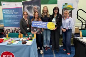 Emma McElhone, Margaret Purdie, Jill Stewart, Doreen Bolton and Christina Faulkner, pictured at CAFRE’s recent Freshers Fair.
