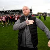 Derry City interim manager Mark Connolly celebrates following the Club Orange Men's FAI Cup semi-final match between Galway and Derry City at Eamonn Deacy Park in Galway. 