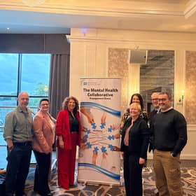 L-R: Chris Shields, Consultant Lead Psychologist; Caroline King, SPPG; Karen O’Brien, Director of Adult Mental Health and Disability Services, Western Trust; Mairead McMullan, SPPG; Anne Beattie, Carer; Dr Brian Sweeney (GP) and Aidan Ormsby, ARC Health Living Centre.