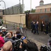 The scene outside Newry Crown Court