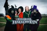 Derry City and Strabane District Council Mayor Grace Uí Niallais pictured at launch of Strabane Halloween with sisters of the coven Wendy, Sophie and Tina. 