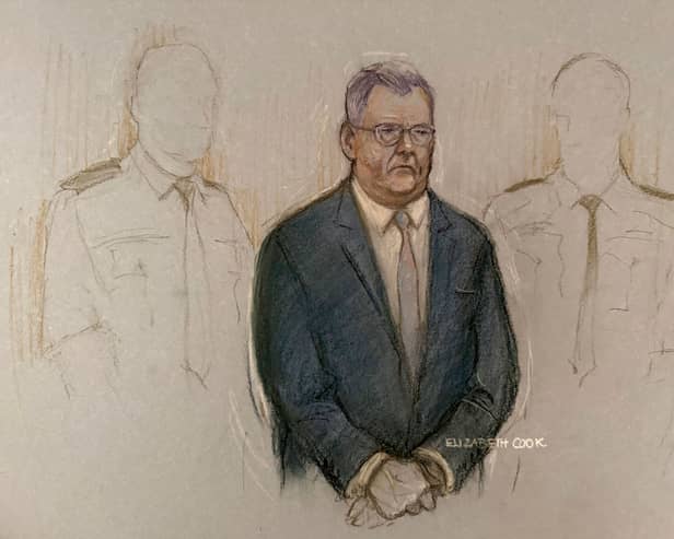 Court artist sketch of Jeffrey Donaldson in court