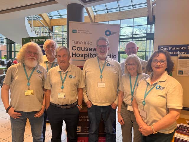 Causeway Hospital Radio volunteers pictured at their 25th anniversary celebrations.