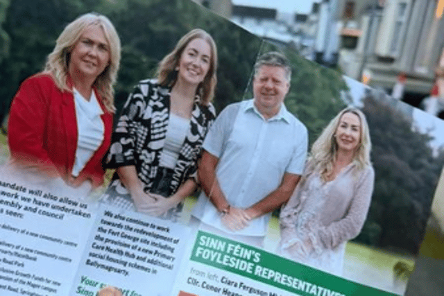 Leona McGuinness on right, who is contesting May's Council Elections in Foyleside DEA for Sinn Féin, with Ciara Ferguson MLA, Cllr Grace Uí Niallais and Cllr Conor Heaney.