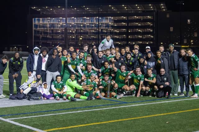 22-0 and Premier Champions ... Boston Emeralds fight back from a goal down to lift the trophy as back-to-back undefeated league winners