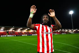 Goalscorer Kevin dos Santos celebrates after Derry City's win over St Patrick's Athletic at The Ryan McBride Brandywell Stadium. PHOTO: Stephen McCarthy/Sportsfile.