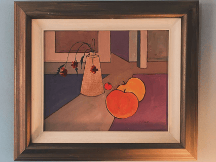Still Life - Oil on board - Width 41cm x height 51cm (without frame). Signed lower right.