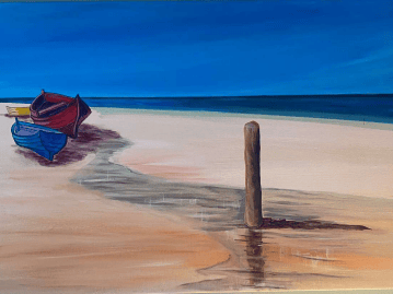 Summer - Acrylic on canvas - Width 80cm x height 50cm. Initialled bottom left.