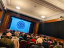 A large attendance at St Columb's Hall for a public meeting organised by Hospital campaign group SoS Altnagelvin.