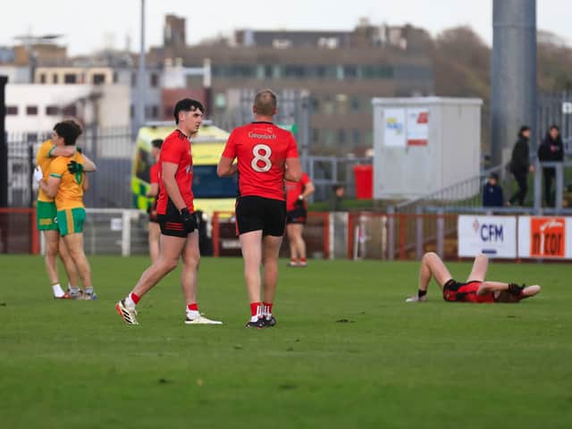 Desertmartin’s players victorious over Greenlough in the McFeely Group Derry Club Intermediate Championship final held in Celtic Park, on Sunday.