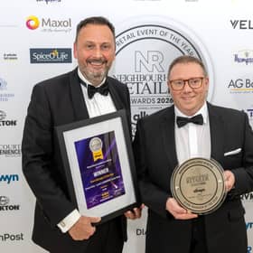 James Kelly (right) is pictured with Gavan Morris, International Business Unit Director at AG Barr, sponsor of the Store Manager of the Year category.