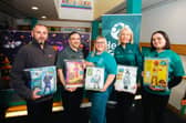 Dan Doherty and John Allen of Click Energy alongside Natasha Burke, Family Support Hub Coordinator, Mary Breslin, Deputy Director of Health for Life, and Katie Bogle, Student Social Worker.