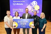 (L-R) Joy Chambers Chief of Staff, Allstate; Eithne Erskine, Acting Principal, St. Ronan’s College; Stephen McKeown Managing Director and Global Vice President, Allstate; Chief Superintendent Gillian Kearney, PSNI; and Rosie Jordan, Vice Principal, St. Ronan’s College