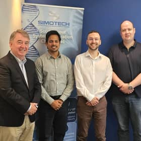 (From left to right) Joe Kelleher, InterTradeIreland Innovation Boost Consultant, Rohit Rishav, Innovation Boost Project Manager at Simotech, Ross O'Neill, Information Systems Manager at Simotech and Cathal Ferry, NWRC i4.0 Centre Manager pictured at the final Project Management Group (PMG) meeting in Cork marking the conclusion of the 18-month project which focused on strengthening the company's Artificial Intelligence capabilities and supporting its long-term innovation strategy.