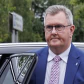 Jeffrey Donaldson exiting a vehicle