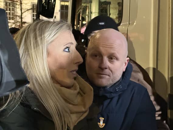 DUP MP Carla Lockhart and loyalist activist Jamie Bryson