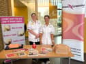 Emma and Ciara from the Western Trust Breast Team are pictured at an information stand at Altnagelvin Hospital this week to support Breast Cancer Awareness Month