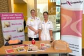 Emma and Ciara from the Western Trust Breast Team are pictured at an information stand at Altnagelvin Hospital this week to support Breast Cancer Awareness Month