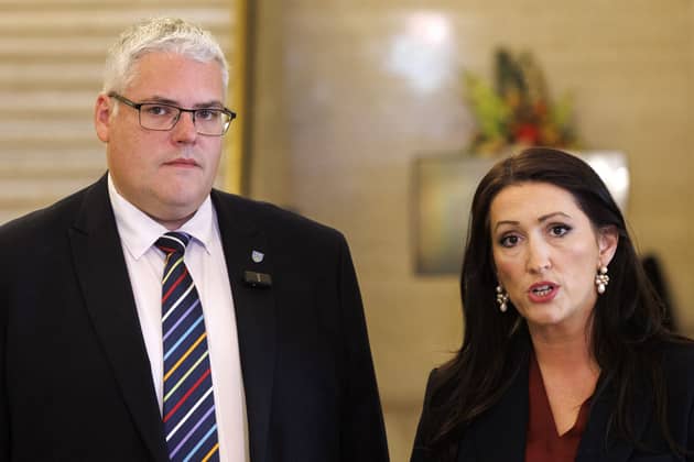 DUP leader Gavin Robinson MP and deputy First Minister Emma Little-Pengelly MLA