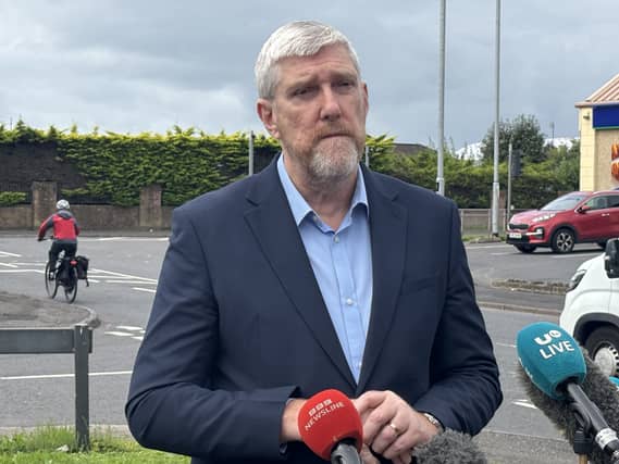 John O'Dowd speaking to the media