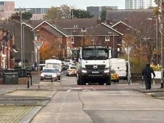Police and army during a security operation in north Belfast