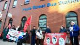 SPEC 'Half Fare Unfair' protest at Translink's Derry Depot.