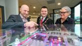 Simon Killen, Senior Director, Vertiv, pictured with Mayor of Derry and Strabane, Councillor Ruairi McHugh, and Ros Young, Investment Manager DCSDC