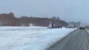 WATCH: Storm Eunice causes traffic chaos on the Glenshane