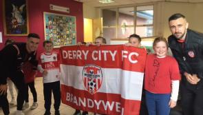 FAI CUP: St John's PS enjoyed a special visit from two Derry City players