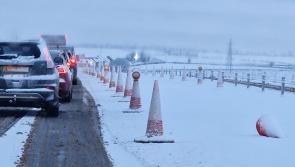 Traffic at a standstill on A6 as heavy snow makes driving conditions difficult