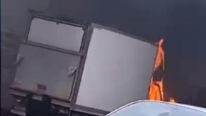 Van set on fire following dissident republican Easter parade in Derry