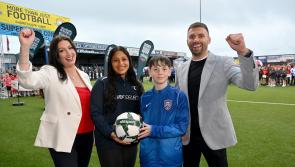 Stuart Dallas launches the 2024 SuperCupNI at the Coleraine Showgrounds