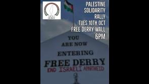 Derry Palestine Solidarity rally at Free Derry Corner 