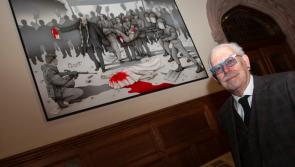 Acclaimed artist Robert Ballagh unveils Bloody Sunday tribute painting at Guild Hall