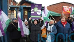 Health workers defiant on picket lines during 24 hour strike in Northern Ireland