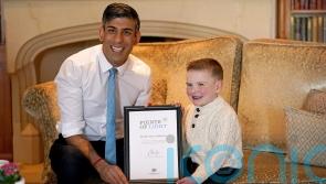 Daithi, six, ribs Sunak over Ireland’s rugby win as he receives special award