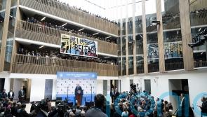 US president extols &lsquo;dividends of peace&rsquo; at new university campus in Belfast