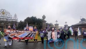 Party leaders confronted by union reps before talks on Stormont finances
