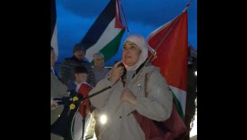 Addressing the Vigil, a clearly emotional Majida al Askari said: “Today will be the last day of this year and tomorrow will be a new year, but, in Gaza it is different, it is still October 7.
