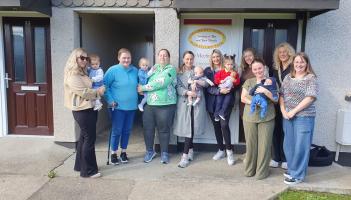 The inaugural La Leche League maiden City breastfeeding support group which met in Strathfoyle Women's Activity Group. Dr Noella Gormley, leader, on right.