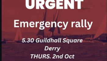 Derry emergency rally in response to the detention of Irish Citizens on Global Sumud flotilla.