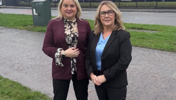 Cllr Sandra Duffy and Foyle MLA Ciara Ferguson outside  St. Brigid&rsquo;s College
