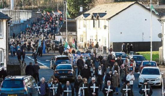 53 anniversary march makes its way down Brandywell Avenue.