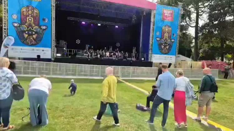 Gr&uacute;pa Ceoil Beag performing at Belfast's Mela Festival in August 2025.