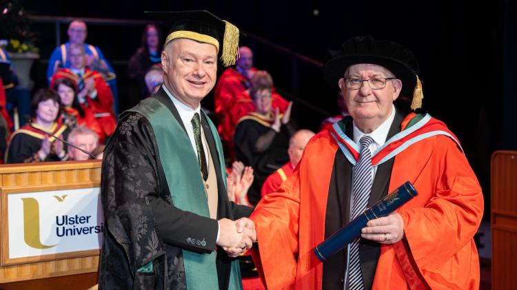 Lord Hay of Ballyore honoured at Ulster University graduation in Derry