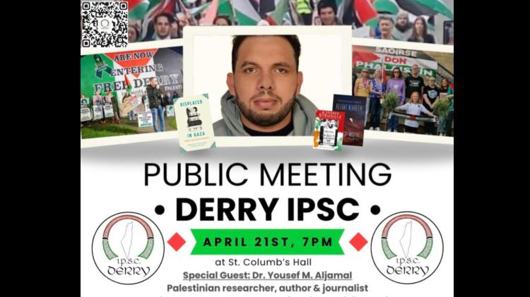 DISPC Public meeting with&nbsp;Palestinian author Yousef Aljamal in St Columb's Hall
